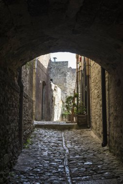 Erice, Sicilya, İtalya'nın eski şehrin sokak