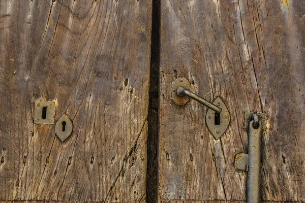 Oude houten deur in Erice, Sicilië, Italië — Stockfoto