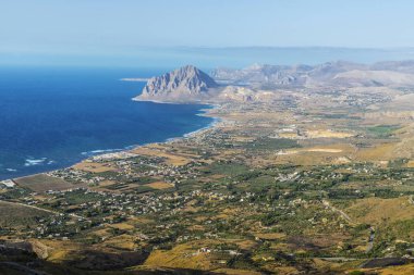 Monte Cofano Erice, Sicilya, İtalya için doğru görünümü