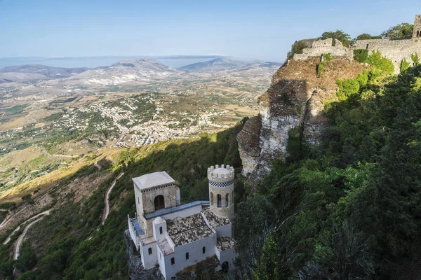 Torretta Pepoli ve Venere kale Erice, Sicilya, İtalya — Stok fotoğraf