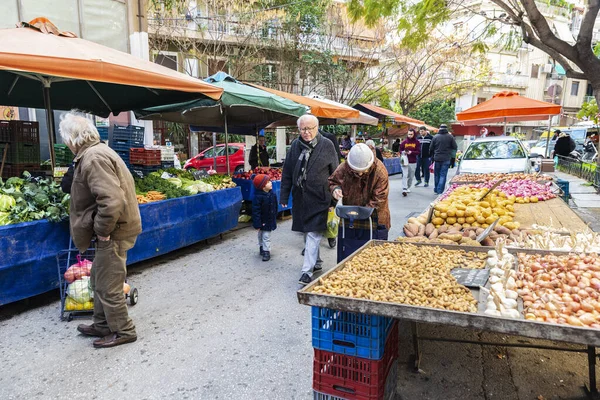 Marché fermier dans une rue d'Athènes, Grèce — Photo