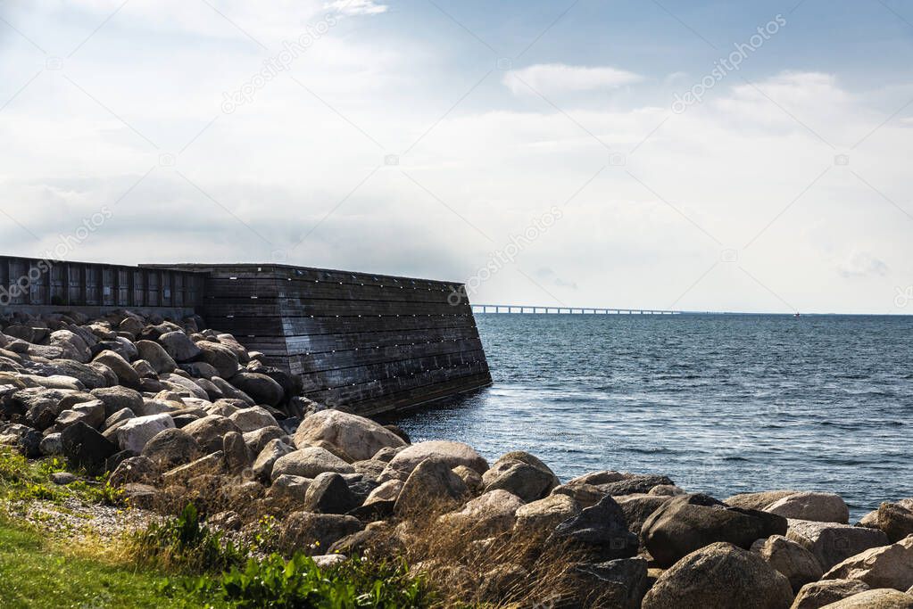 Promenade and the Oresund Bridge in Malmo, Sweden 