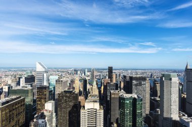 Manhattan 'ın gökdelenlerinin silüeti, New York City, Usa
