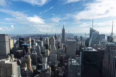 Manhattan 'ın gökdelenlerinin silüeti, New York City, Usa