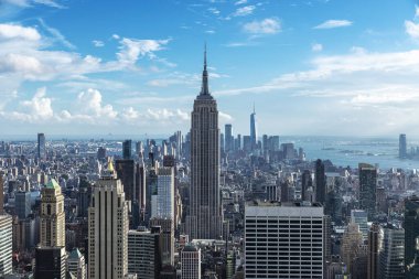 Manhattan 'ın gökdelenlerinin silüeti, New York City, Usa