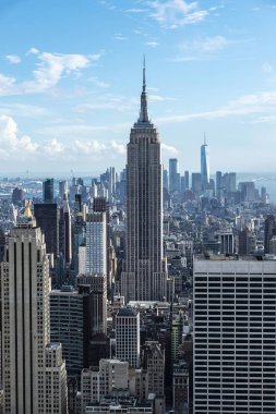 Manhattan 'ın gökdelenlerinin silüeti, New York City, Usa