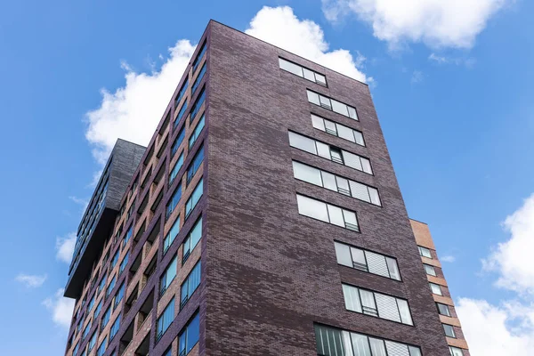 Fassade Eines Modernen Wohnhochhauses Voller Wohnungen Amsterdam Niederlande — Stockfoto