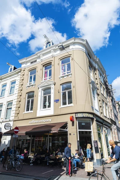 Amsterdam September 2018 Winkelstraat Met Bar Restaurants Mensen Buurt Het — Stockfoto