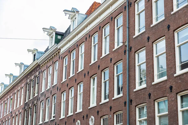 Gevel Van Oude Klassieke Huizen Oude Binnenstad Van Amsterdam Nederland — Stockfoto