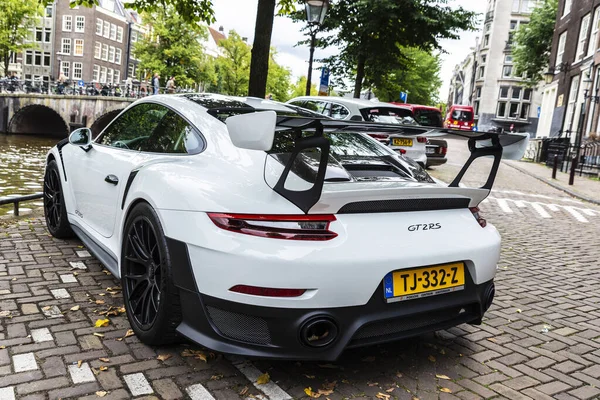 Амстердам Нидерланды Сентября 2018 Года Белый Porsche 911 Gt2 Автомобиль — стоковое фото