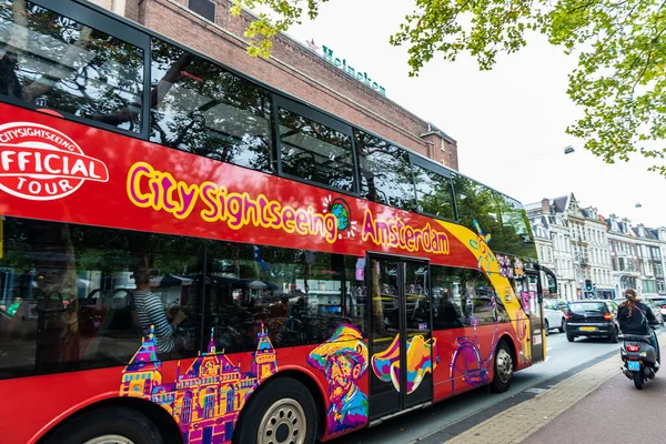 Amsterdam Pays Bas Septembre 2018 Bus Touristique Circulant Avec Usine — Photo