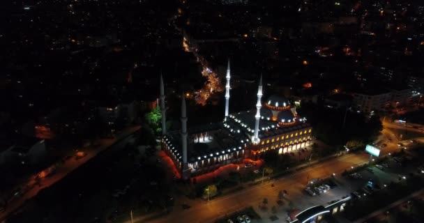 Night View Mosque Bursa — Stock Video