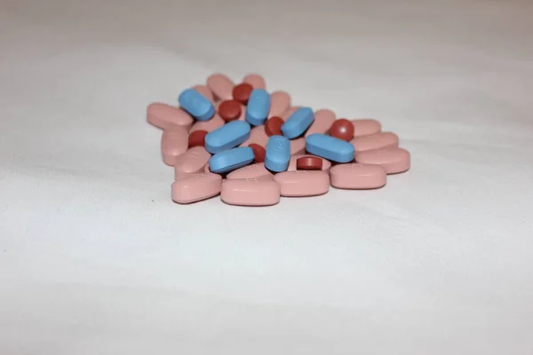 Heart Made Blue Brown Pills Heart Made Different Colored Tablets — Stock Photo, Image