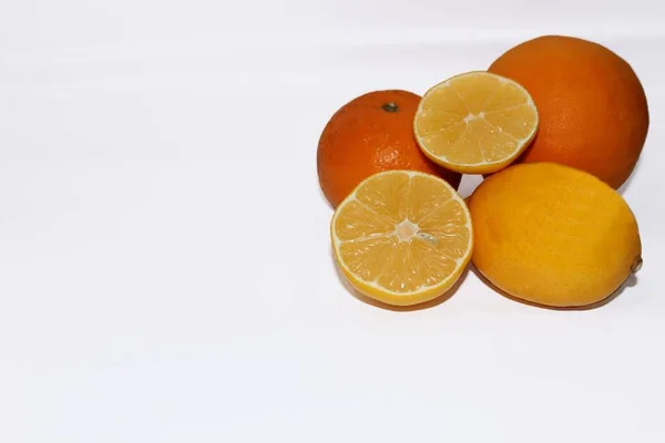 Lemons White Background Fresh Cut Lemon — Stock Photo, Image