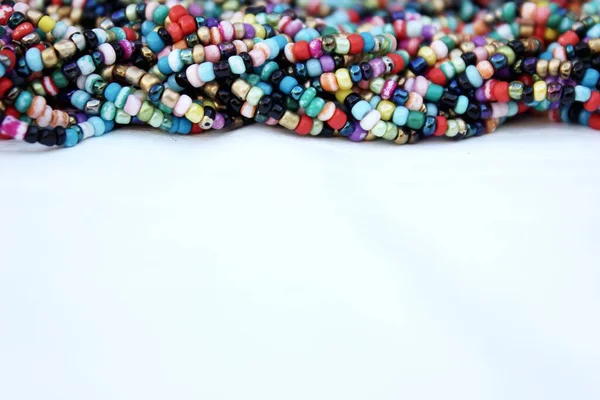 Multicolored Small Beads Top View Multicolored Beads Closeup Place Text Royalty Free Stock Photos