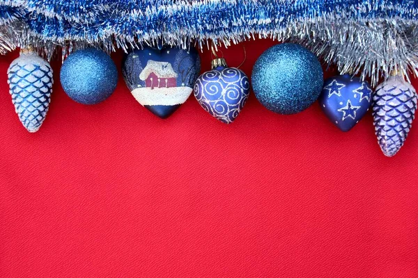 Conjunto Decoraciones Azules Del Árbol Navidad Juguetes Árbol Navidad Azul — Foto de Stock