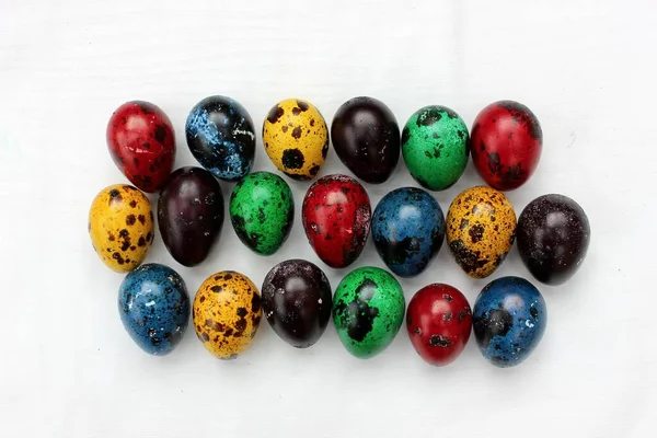 Ovos Multicoloridos Close Cobertura Pastelaria Vista Superior Conjunto Ovos Páscoa — Fotografia de Stock