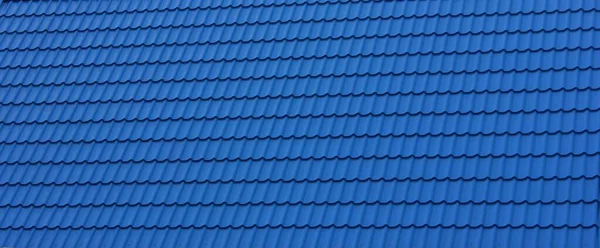 Blaue Fliesen Nahaufnahme Das Dach Ist Blau Metallischem Schiefer Modernes — Stockfoto