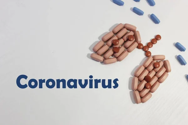 Koronowirus Tle Pigułek Różne Tabletki Tabletki Kapsułki Farmaceutyczne Białym Tle — Zdjęcie stockowe