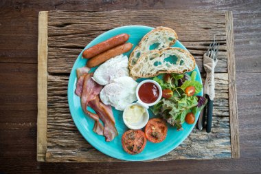 Amerikan kahvaltı, sabah yemek, lezzetli yemek