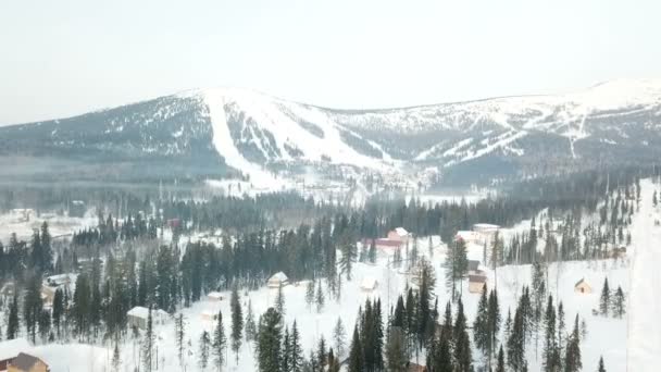 Flight view of the ski resort in Siberia2 — Stock Video