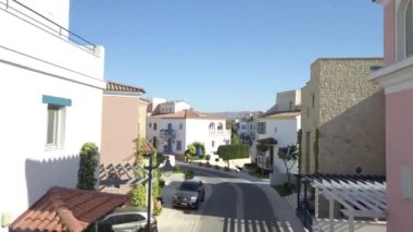 LIMASSOL, CYPRUS - May 4, 2019: Aerial view of the new houses in marina, Limassol, Cyprus