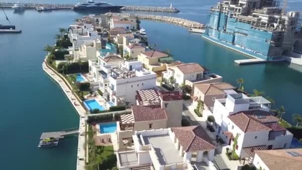 Aerial view of the new houses in marina, Limassol, Cyprus 2019 — Stock Video