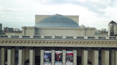 NOVOSIBIRSK, RUSSIA - July 1, 2018: Opera theater in Novosibirsk Aerial view