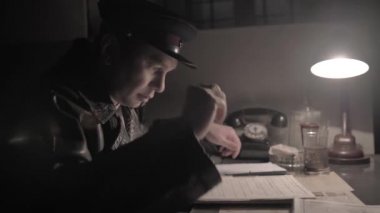 NKVD officer interrogates a prisoner, USSR time