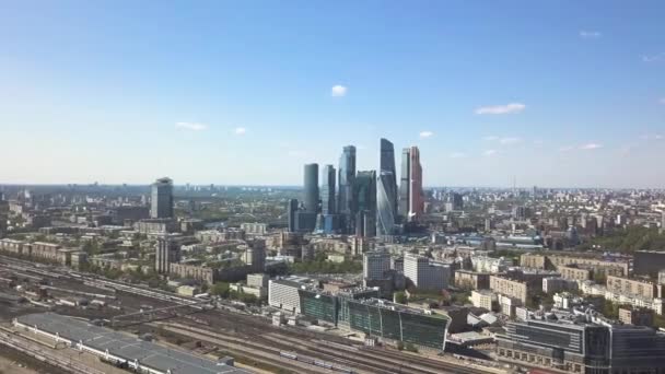 Widok z lotu ptaka na centrum Moskwy centrum biznesowe — Wideo stockowe