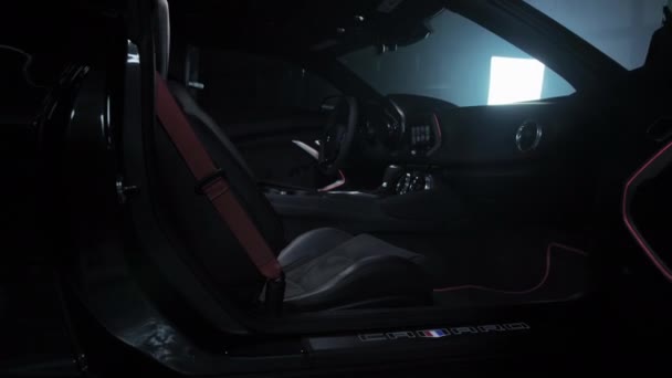 TOMSK, RUSSIA - March 30, 2020: Chevrolet Camaro ZL1 the Exorcist interior — 비디오