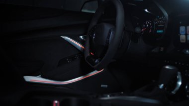 TOMSK, RUSSIA - 30 Mart 2020: Chevrolet Camaro ZL1 Şeytan çıkarıcı iç mimari