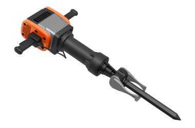 Kaya matkabı, pnömatik matkap ya da yıkım çekici. Beyaz arkaplanda 3B görüntüleme izole edildi