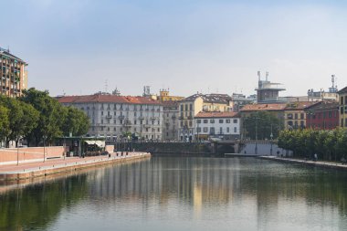 Milano 'da Darsena' nın Naviglio Grande Kanalı 