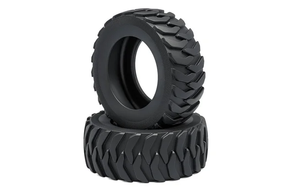 Neumáticos Sólidos Resistentes Neumáticos Para Camiones Representación Aislada Sobre Fondo —  Fotos de Stock