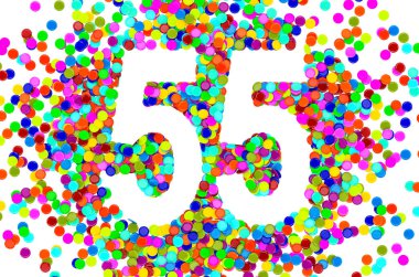 Zenci konfetisinden 55. Beyaz arkaplanda 3B görüntüleme izole edildi 