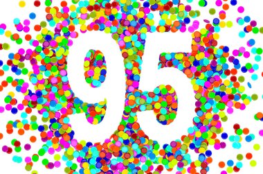 Zenci konfetisinden 95. Beyaz arkaplanda 3B görüntüleme izole edildi 