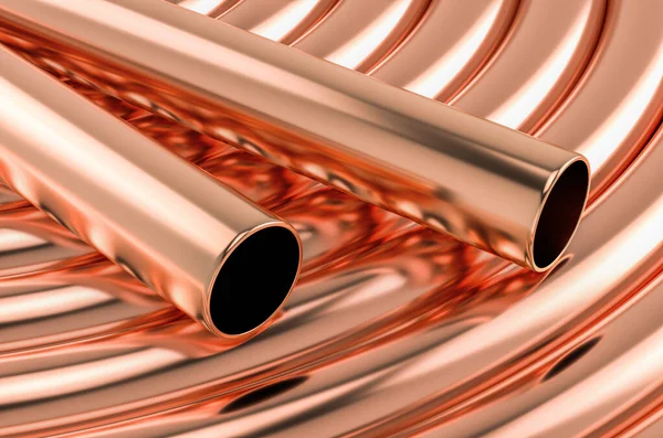 Copper Tubing Coils Background Rendering — Stock Photo, Image