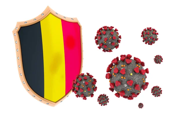 Protezione Del Belgio Dal Coronavirus Rendering Isolato Sfondo Bianco — Foto Stock