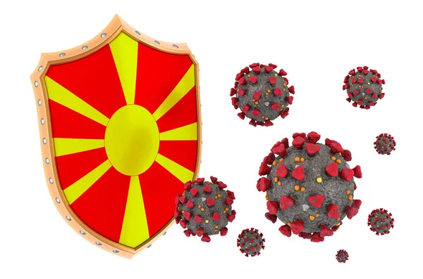 マケドニアのコロナウイルスからの保護 白い背景に隔離された3Dレンダリング — ストック写真