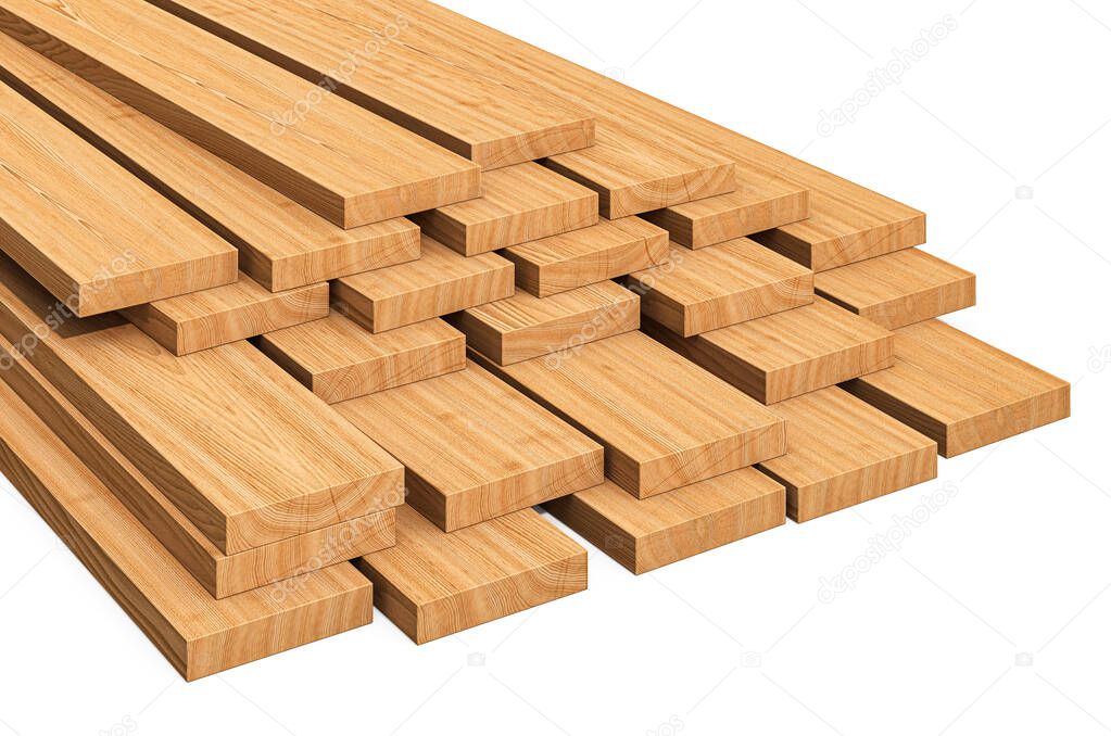 Wood planks, 3d rendering isolated on white background