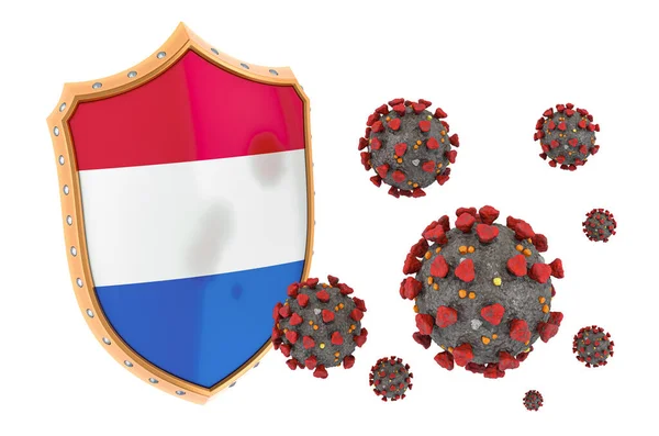 Bescherming Van Nederland Tegen Het Coronavirus Rendering Geïsoleerd Witte Achtergrond — Stockfoto