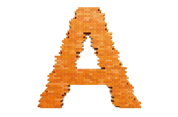 Bricks Font Letter Building Bricks Rendering Isolated White Background — Stock Photo, Image