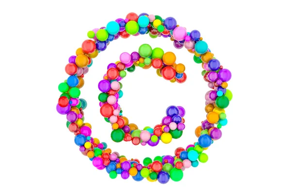 Copyright Sign Colored Balls Rendering Isolated White Background — Stock Photo, Image