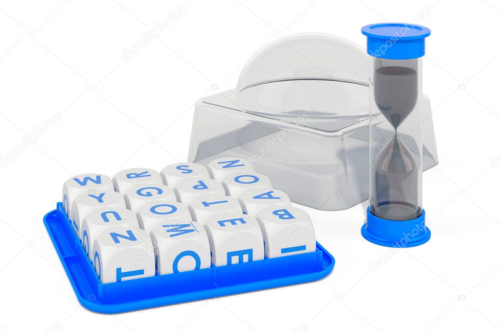 Boggle Board Game, 3D rendering isolated on white background