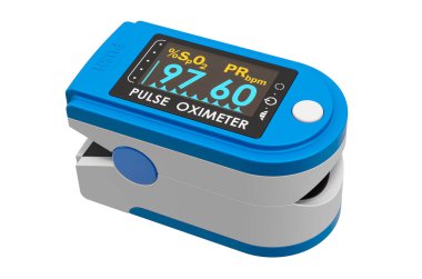 Portable Pulse Oximetry, pulse oximeter fingertip. 3D rendering isolated on white background clipart