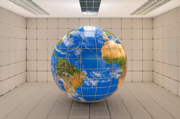 Wyściełana Komórka Earth Globe Renderowanie — Zdjęcie stockowe