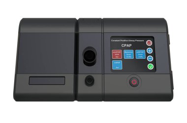 Sürekli pozitif hava yolu basıncı, CPAP. Beyaz arkaplanda 3B görüntüleme izole edildi