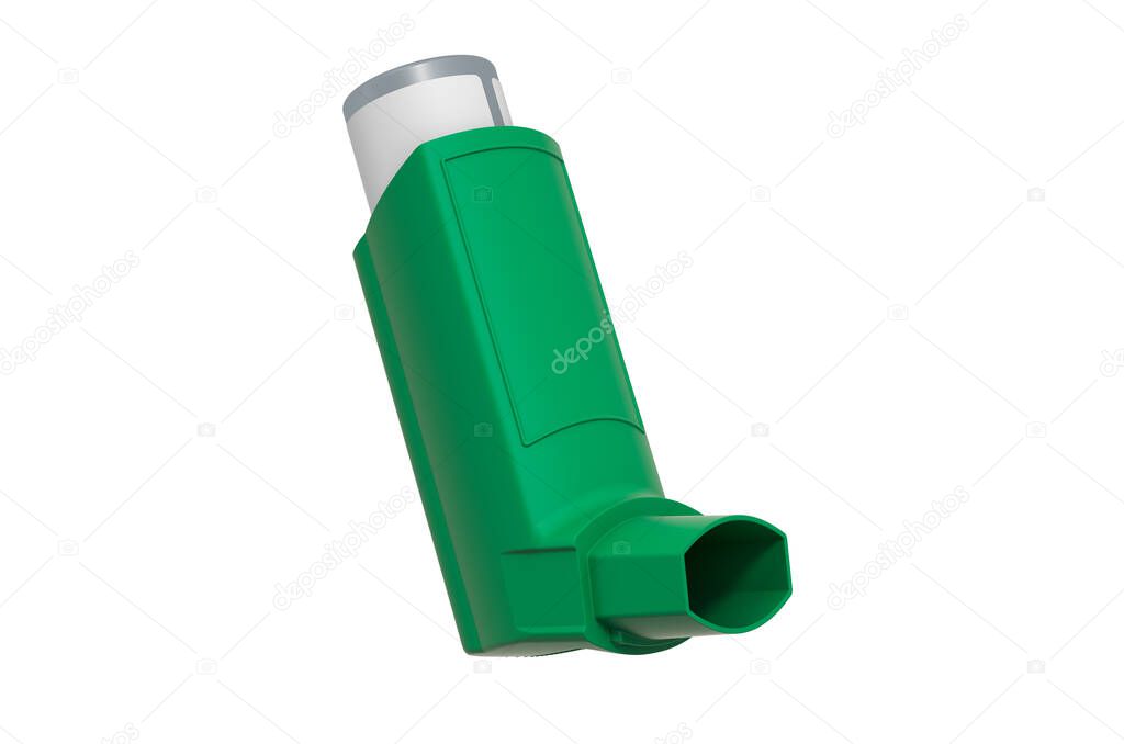 Green inhaler, 3D rendering isolated on white background