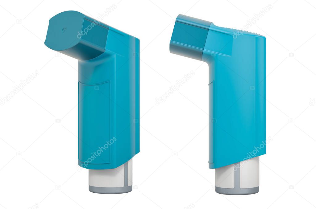 Metered-dose inhaler, MDI. 3D rendering isolated on white background